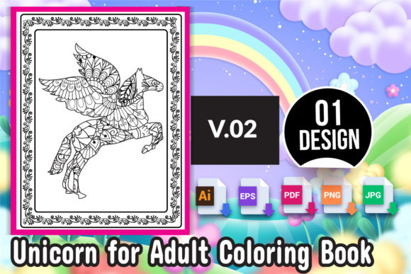 Unicorn Adult Coloring Book V-02: A Practical Digital Asset for Creators
